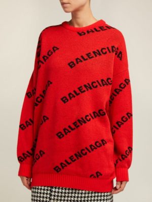 Balenciaga Logos movement featured by top high end fashion blog, A Few Goddy Gumdrops: image of a Balenciaga Intarsa sweater