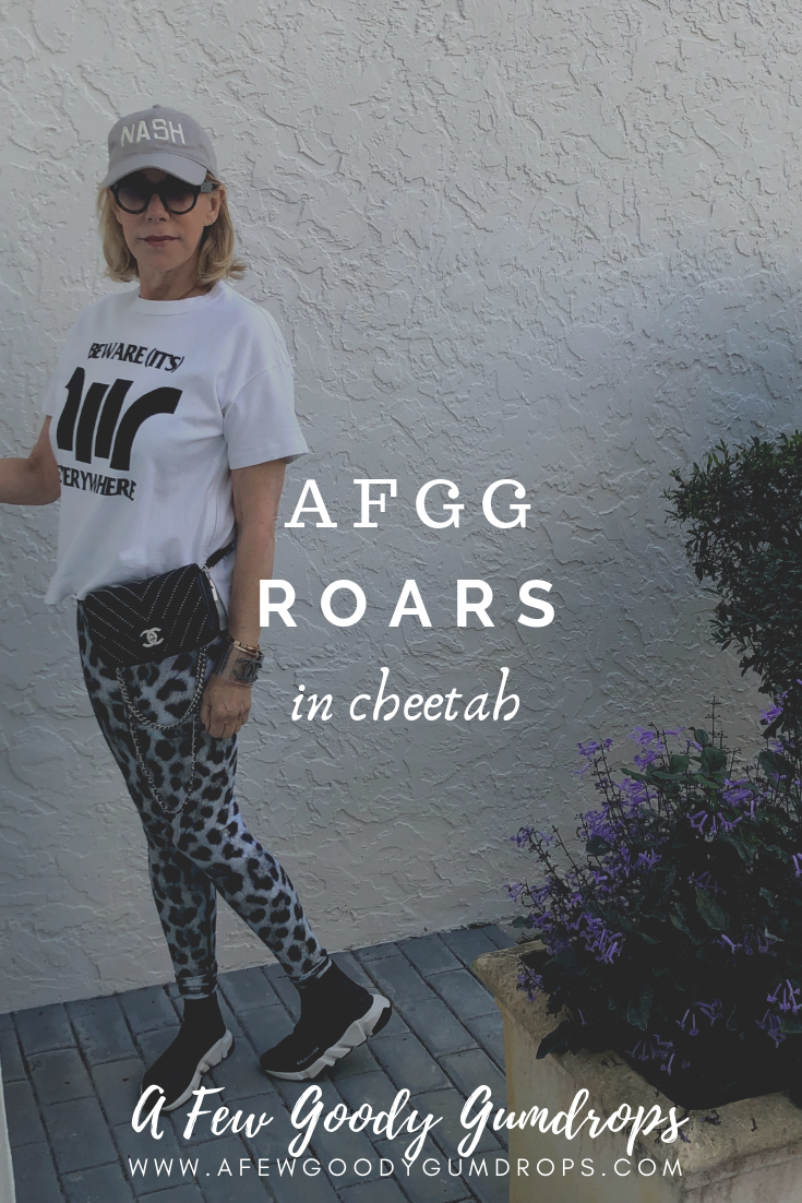 Animal prints fashion featured by top high end fashion blog, A Few Goody Gumdrops: image of a woman wearing AFGG Roars leggings in Cheetah