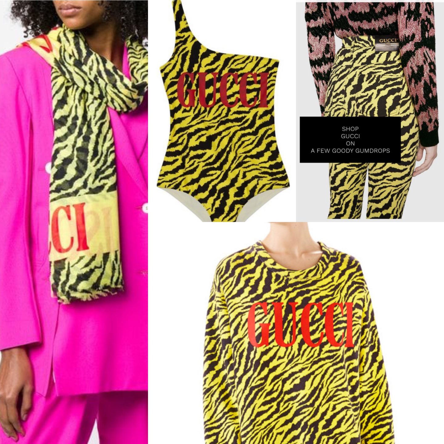 Animal prints fashion featured by top high end fashion blog, A Few Goody Gumdrops: image of a Gucci animal prints pieces