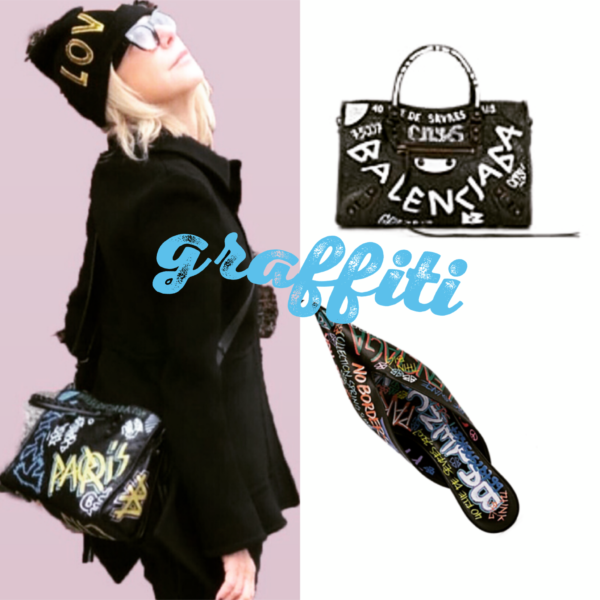 Blaenciaga graffiti collection featured by top high end fashion blog, A Few Good Gumdrops: image of Balenciaga knife pumps and bag