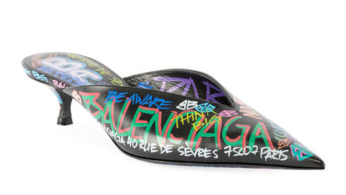 Balenciaga graffiti collection featured by top high end fashion blog, A Few Good Gumdrops: image of Balenciaga knife pumps