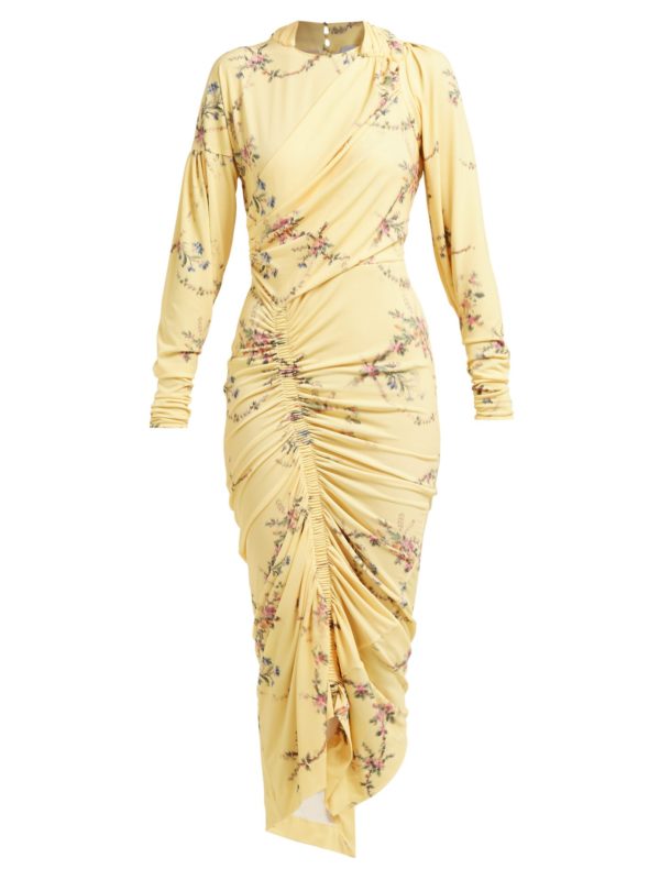 Yellow floral Spring trend featured by top high end fashion blog, A Few Goody Gumdrops: image of Preen by Thornton Bregazzie romantic floral yellow dress