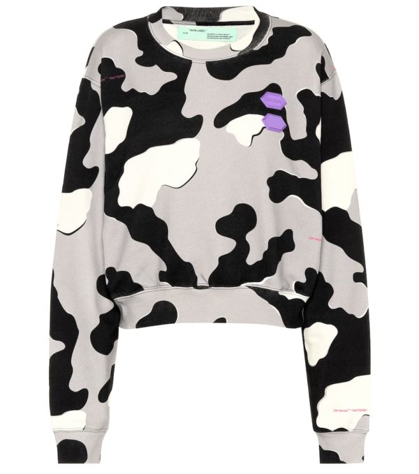 High end fashion blogger, A Few Goody Gumdrops shares her obsession for designer logo sweatshirts: image of an Off White camouflage sweatshirt