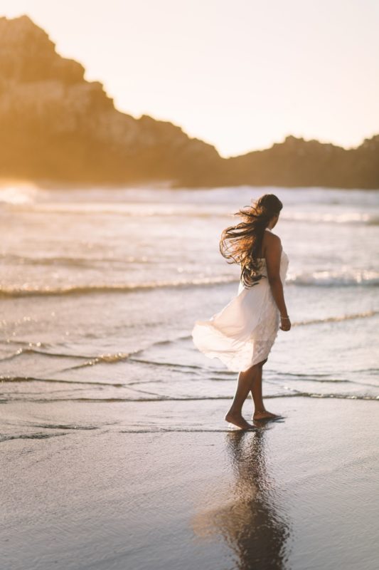 walking on the beach