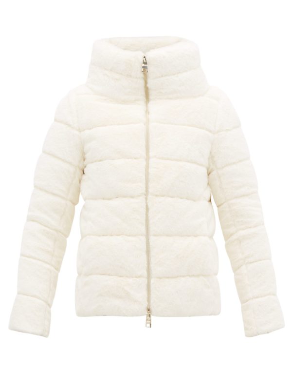 Herno jackets shopping guide featured by top US high end fashion blog, A Few Goody Gumdrops: image of Herno faux fur quilted jacket.