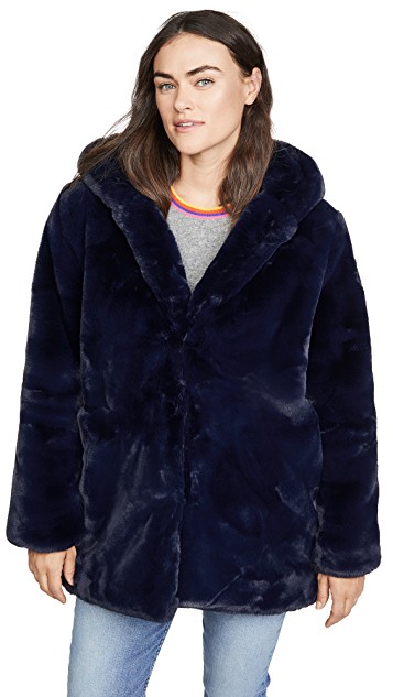 Blue fashion trend favorites featured by top US high end fashion blog, A Few Goody Gumdrops: image of an Apparis blue faux fur jacket.