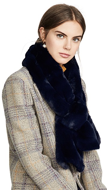 Blue fashion trend favorites featured by top US high end fashion blog, A Few Goody Gumdrops: image of an Apparis blue faux fur scarf.