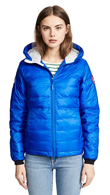 Blue fashion trend favorites featured by top US high end fashion blog, A Few Goody Gumdrops: image of a Canada Goose blue hooded jacket.