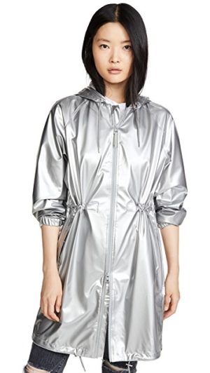 Light raincoats featured by top US high end fashion blog, A Few Goody Gumdrops: image of Rains silver coat